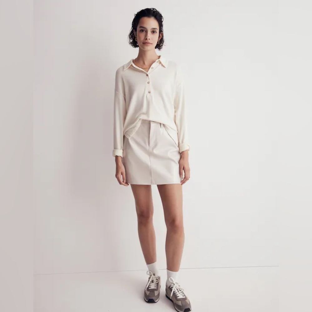 NWT Madewell Faux Leather Mini Skirt in Cream Size 27